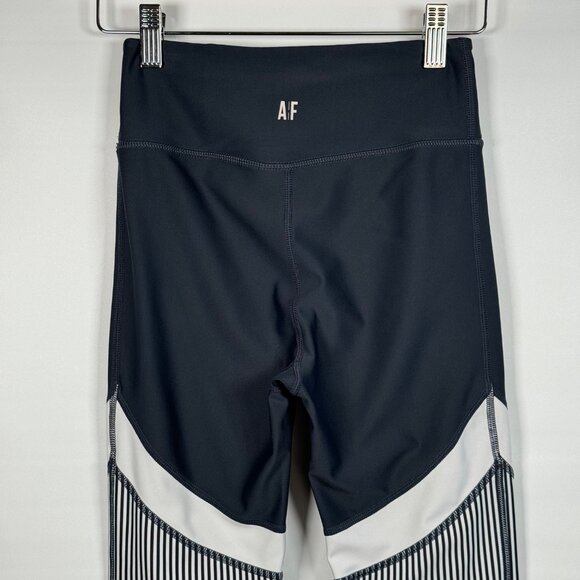 All Fenix Women's XS Striped Leggings Blue White Colorblock High Rise Activewear - Picture 5 of 15